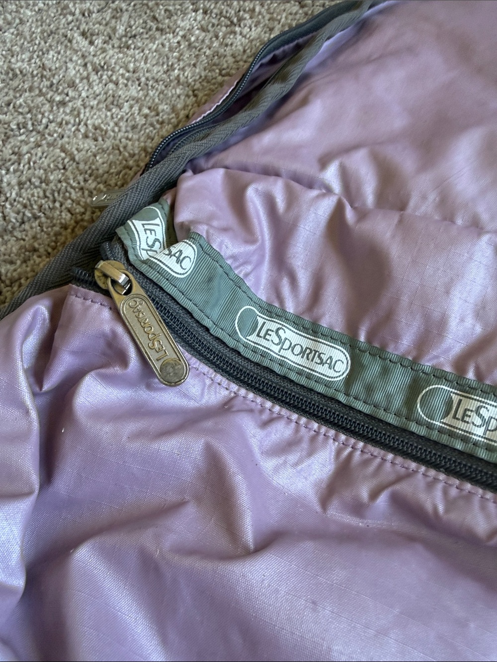 LeSportsac Lavender Nylon Backpack with Gray Trim - Picture 3 of 3